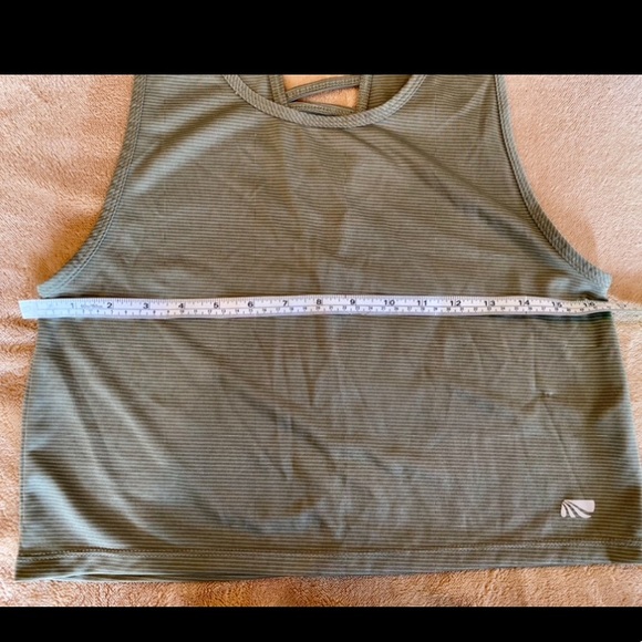 Marika Active Crop Top Tank - Olive Green Striped - Picture 5 of 11